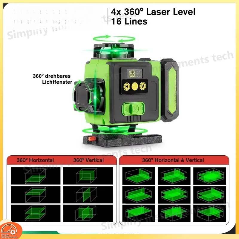 Лазерный уровень 4D на 16 лини – обзор и цена Laser Level 16 Lines 4D Green